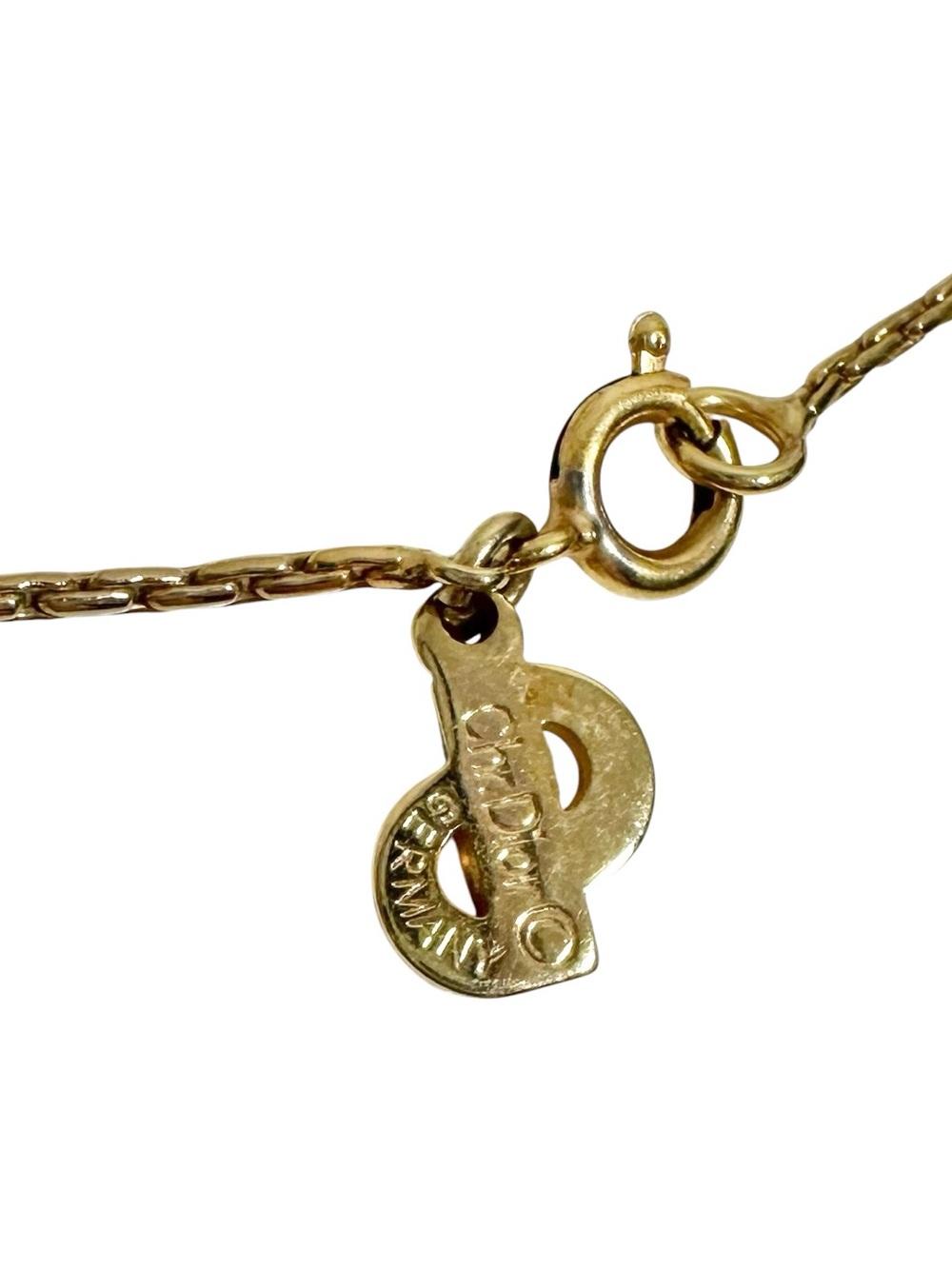 Christian Dior Gold & Crystal “CD” Initials Engraved Vintage Necklace - Picture 7 of 14